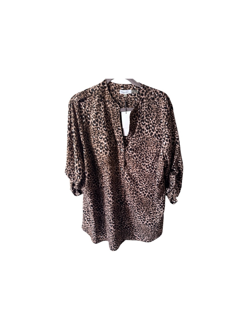 Women's Calvin Klein Leopard Print button front Blouse 1x nwt - Picture 1 of 6